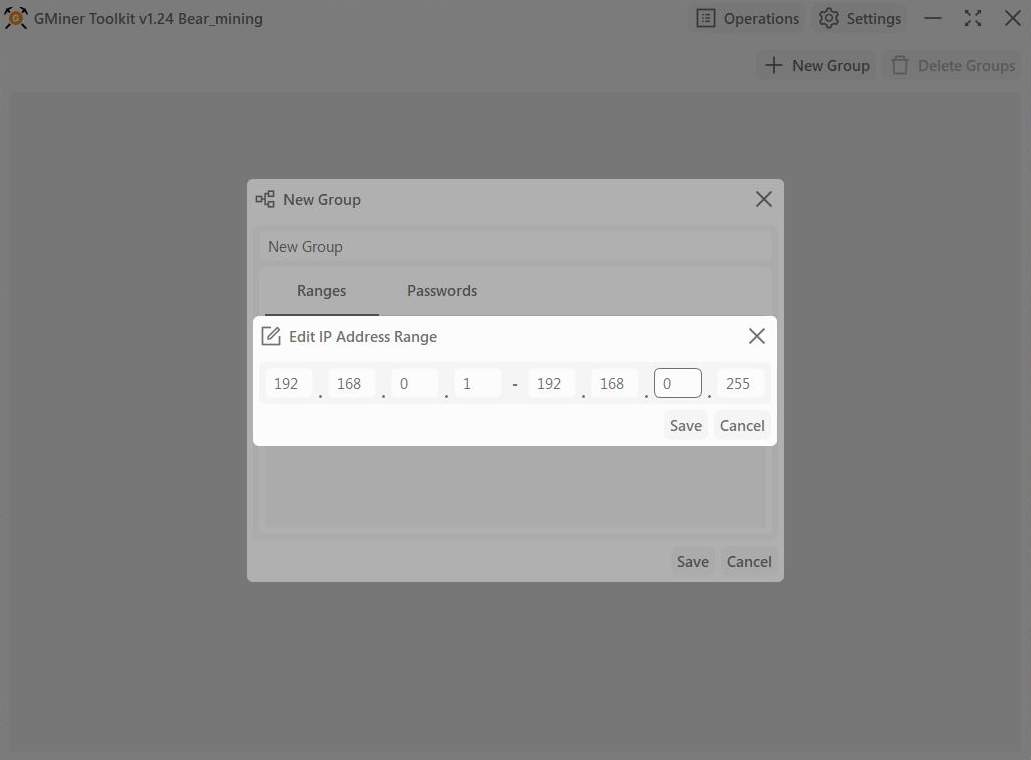 New Group and IP Range